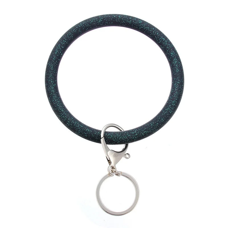 Dvacaman Hot Sale Big O Shaped Silicone Loop Wrist Key Ring Keychain with Gold O Clasp Round Key Wrist Strap Accessory Wholesale