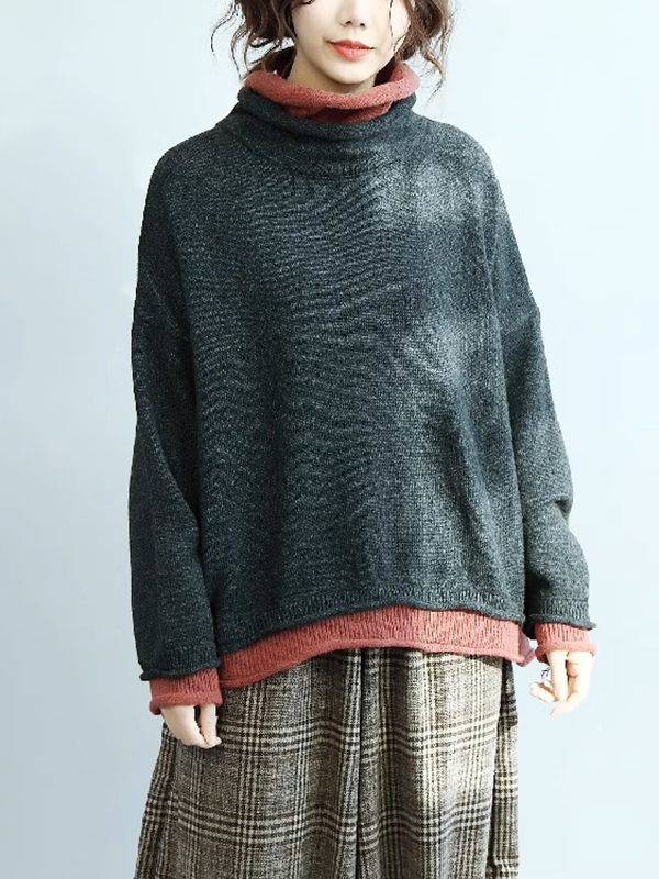 Loose Artistic Batwing Knitted Sweater