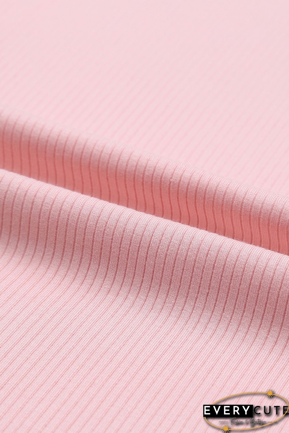 Pink Ruffle Tulle Sleeve Ribbed Knit Bodycon Dress