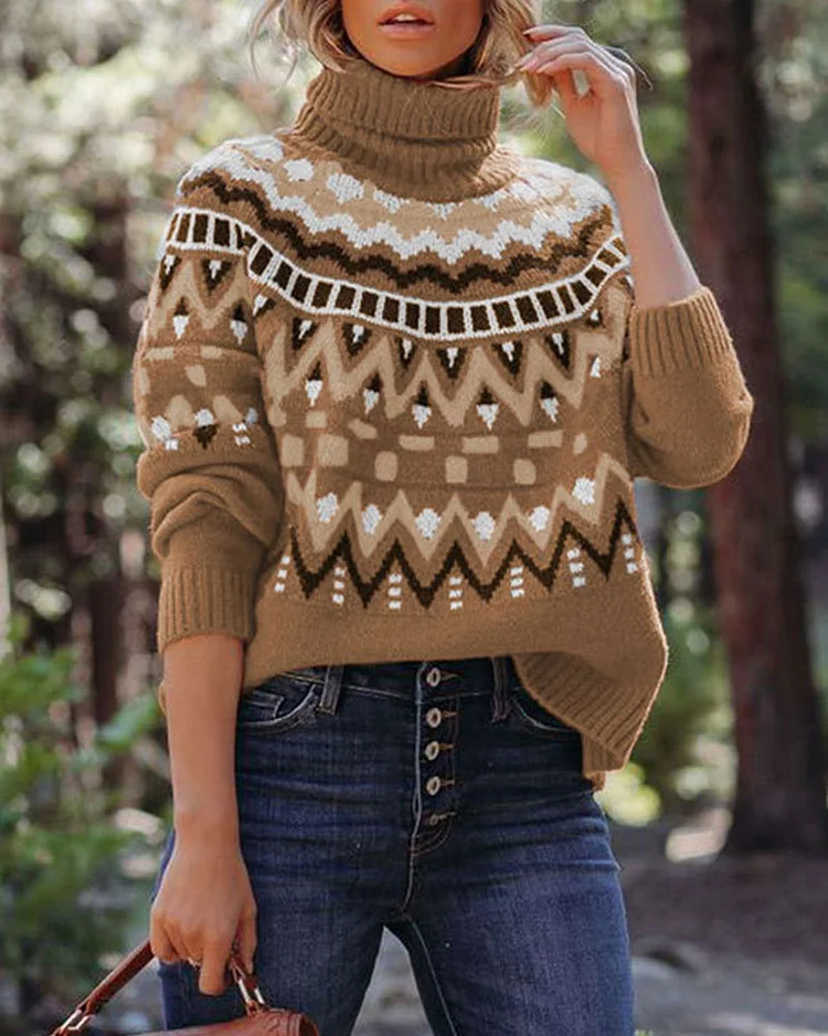 Vintage Striped Panel Contrast Sweater