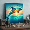 Framed Diamond Painting - Full Round Drill - Sunset Dolphin (25x25cm)