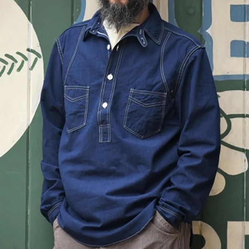 1890s 'Steel Driver' Indigo Chambray Shirt