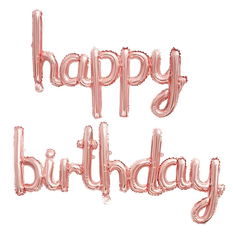 Rose Gold Happy Birthday Balloon Banner Foil Letter Balloon Kids Birthday Party Decorations Adult Birthday Balloons Baby Shower