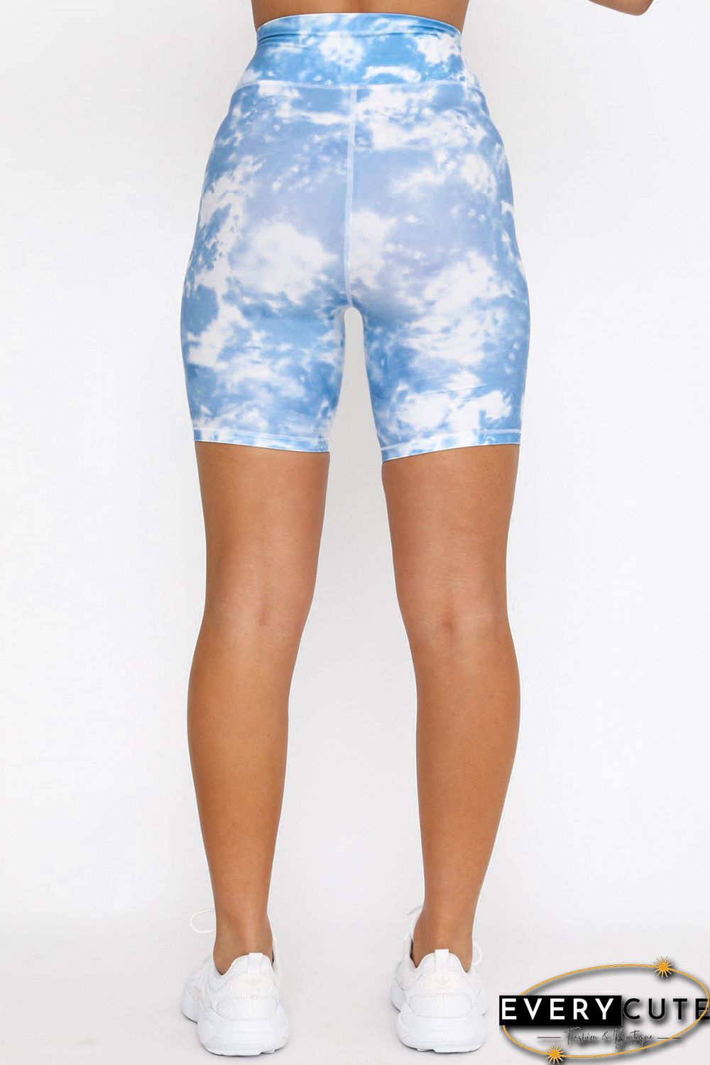 Sky Blue Tie-dye Print Sports Bra Shorts Set