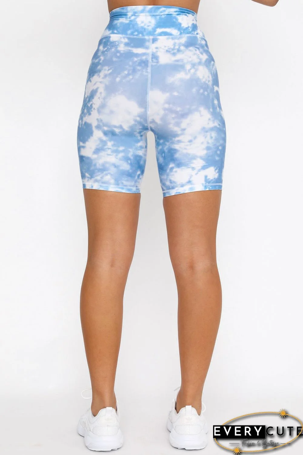 Sky Blue Tie-dye Print Sports Bra Shorts Set