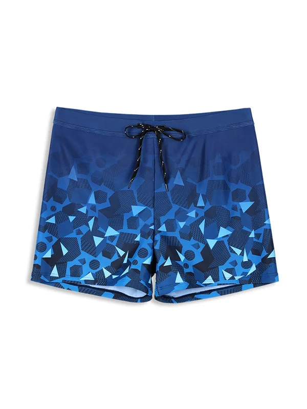 Stretch Navy geometric clashing Shorts (Blue)