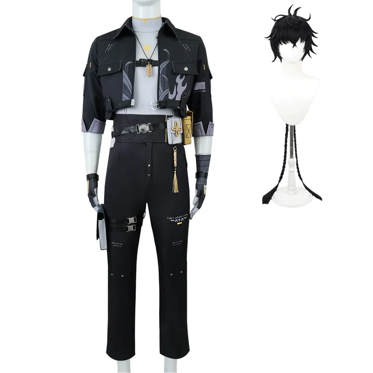 Wuthering Waves (2024) Male Rover Black Set Outfits Cosplay Costume Halloween Carnival Suit