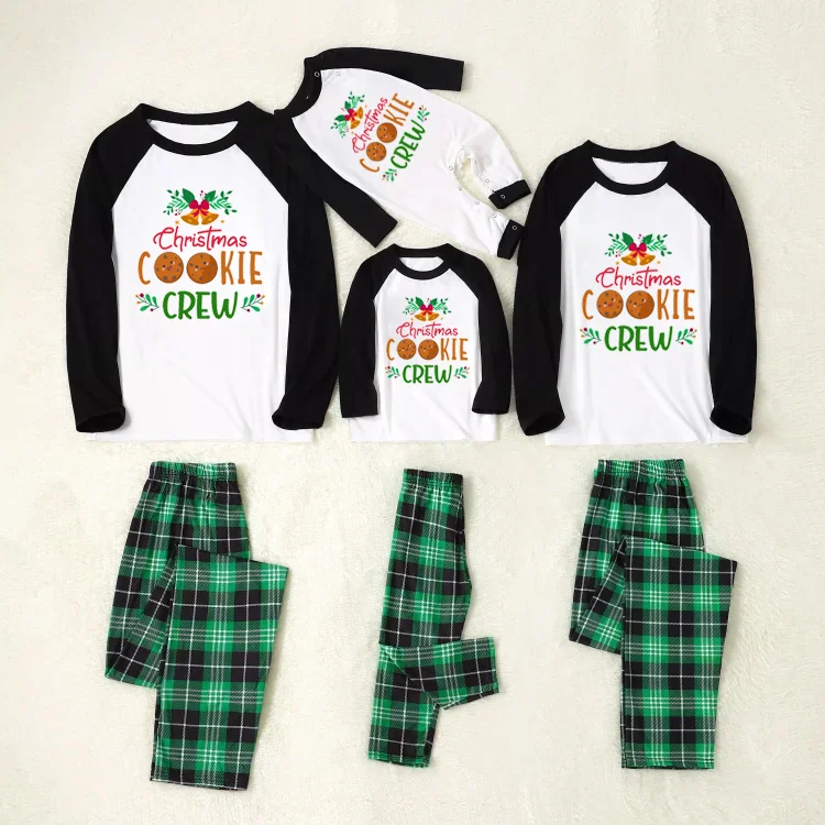 'Christmas Cookie Crew' Green Plaid Family Matching Pajamas Set