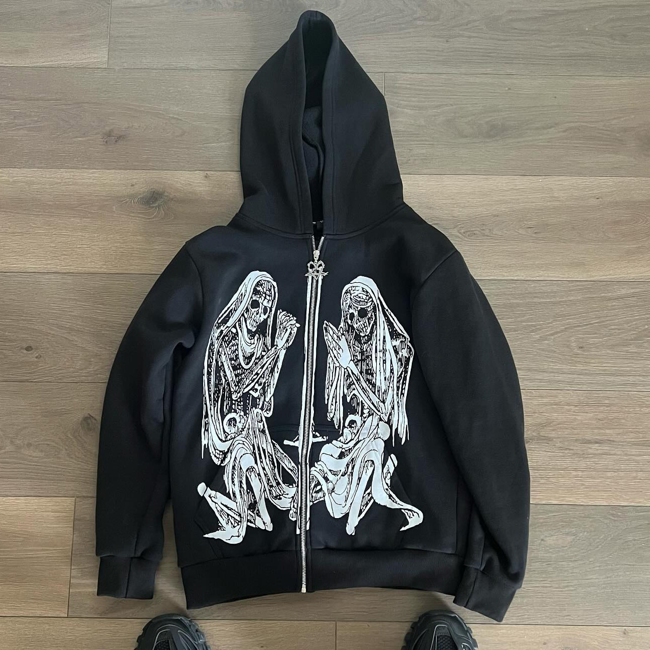Neglected Print Long Sleeve Zipper Hoodies