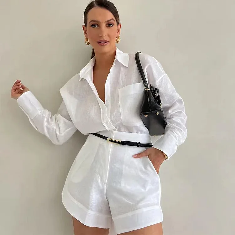 Fashion Short Suit Pants Long-sleeve Suit