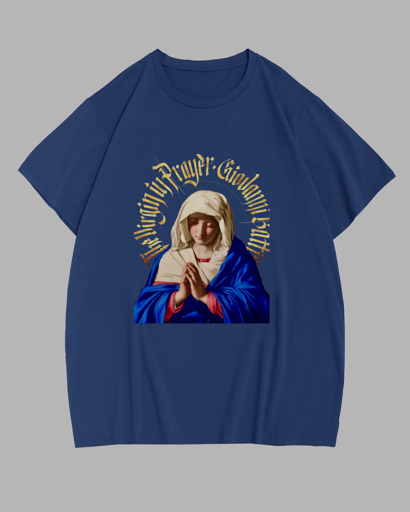 Guy's Big & Tall Blue Divine Prayer Guardian Angel Print Short Sleeve