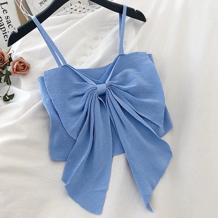 Big Bow Cropped Camisole Top - Gotamochi Kawaii Shop, Kawaii Clothes