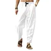 Pantaloni casual larghi da uomo in cotone e lino
