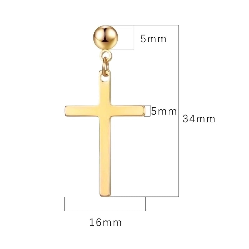Punk Cross Stainless Steel Plating Drop Earrings 1 Piece