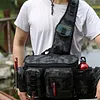 Men Fishing Tackle Backpack with Rod Holder Lure Box Gear Storage Bag Fanny Pack