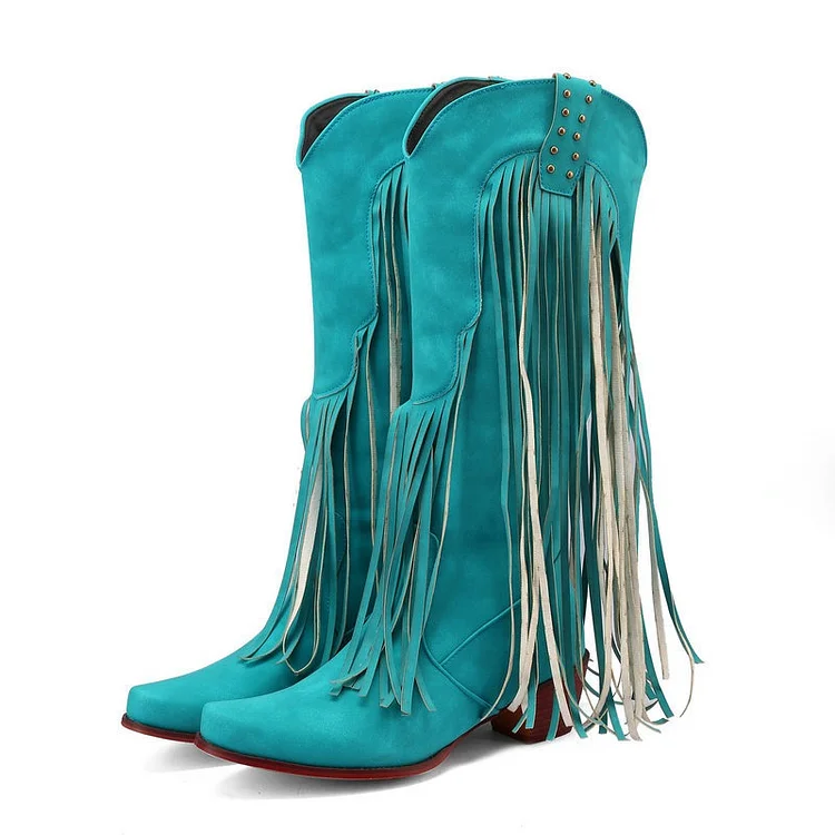 Low Heel Suede Winter Tassel Boots