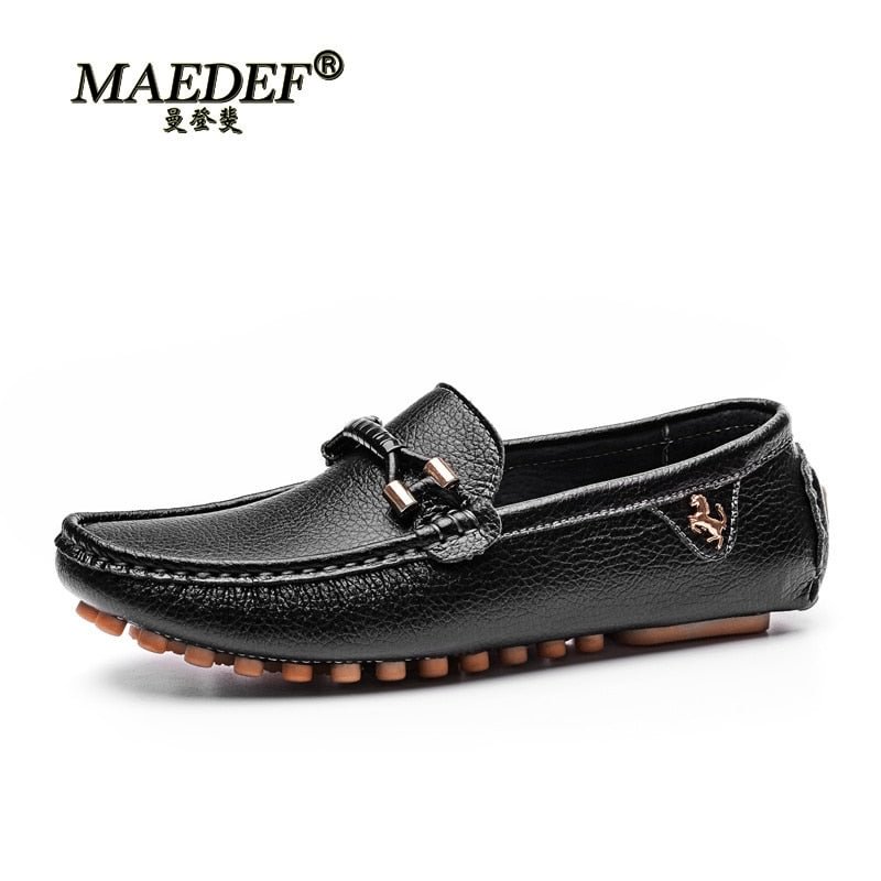 MAEDEF Loafers Men's Handmade Leather Shoes Casual Driving Flats Slip-on Shoes Moccasins Boat Shoes Plus Size 37-48