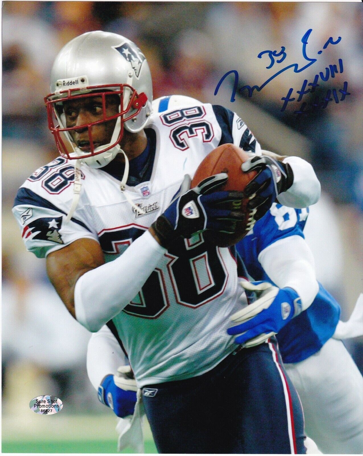 TYRONE POOLE NEW ENGLAND PATRIOTS ACTION SIGNED 8x10