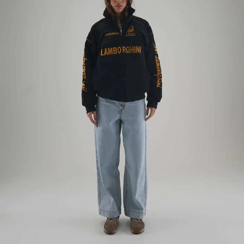 Unisex Racing Style Street Fashion Loose Racing Casual Print Jacket