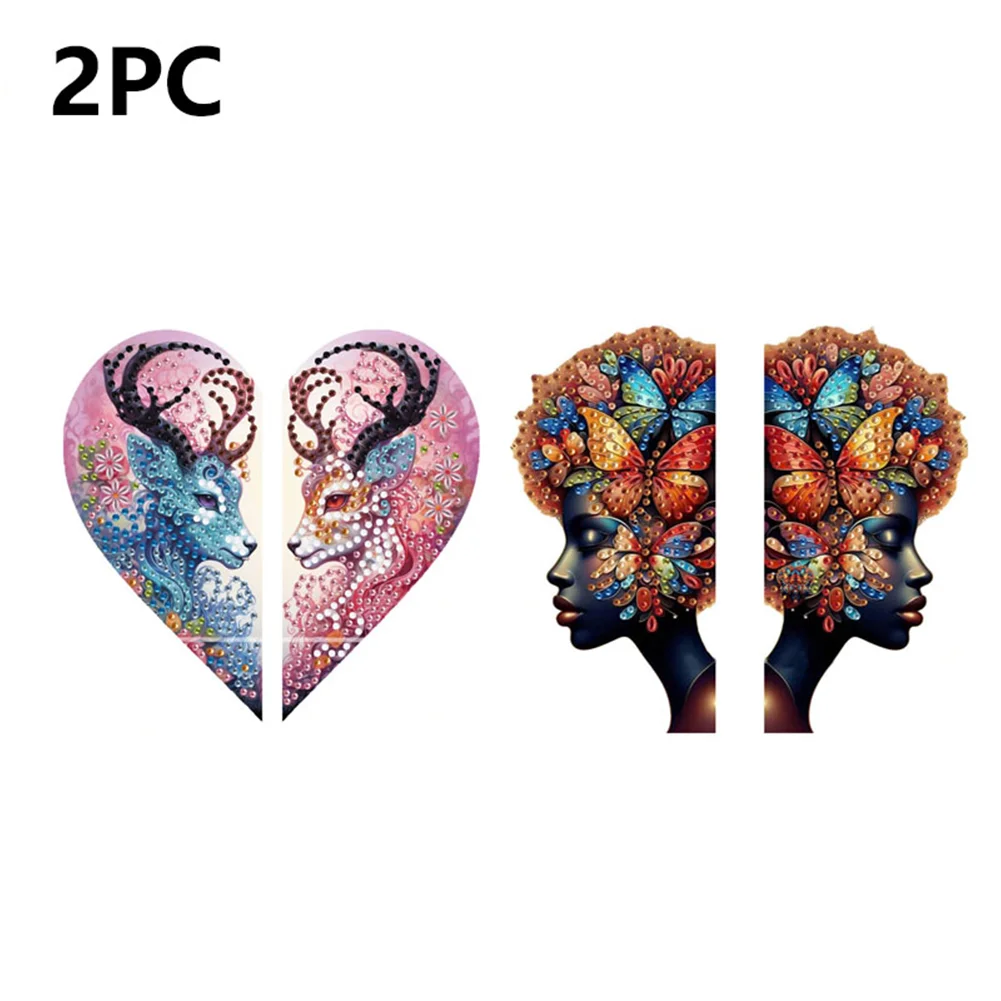 2pcs 2D Flat DIY Diamond Art Pendant DIY Home Decor Hanging Charm Decor (Woman)