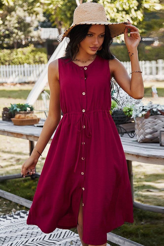 Casual Holiday Style Sleeveless Dress - Life is Beautiful for You - SheChoic