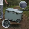 [US Local Warehouse] 70L White Cooler with Wheels Hard Shell Ice Chest Keep Food Warm Rolling Wheeled Camping Cooler for Beach Drink Beverage Picnic Fishing