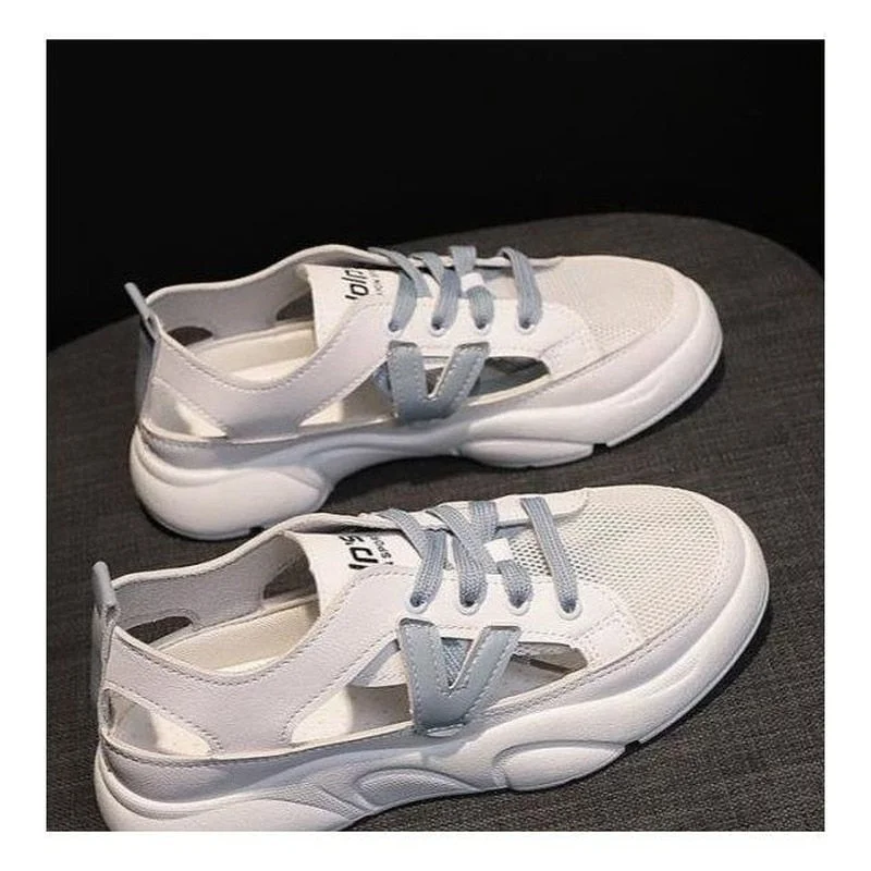 Comemore 2021 New Spring White Women's Shoes All-match Casual Leisure Pump Sports Sandals Summer Flat Hollow Out Mesh Sneakers