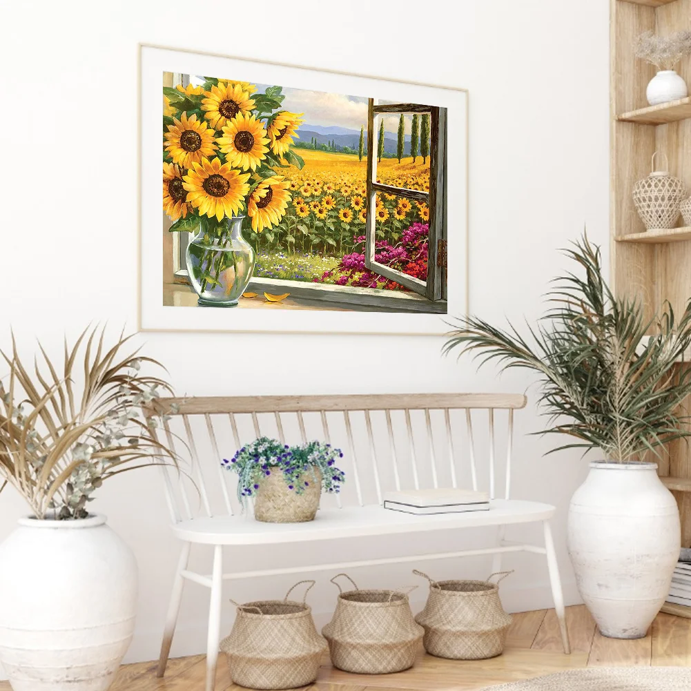 14CT Full Stamped Cross Stitch - Sunflower(Canvas|40*50CM)