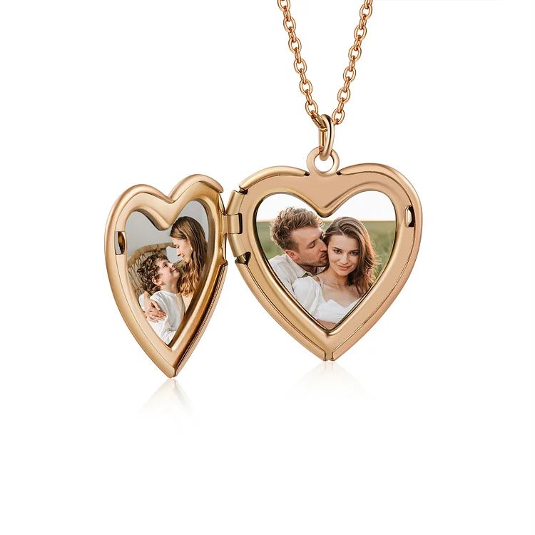 Personalized Heart Photo Necklace Folding Vintage Locket Necklace Gift for Mother