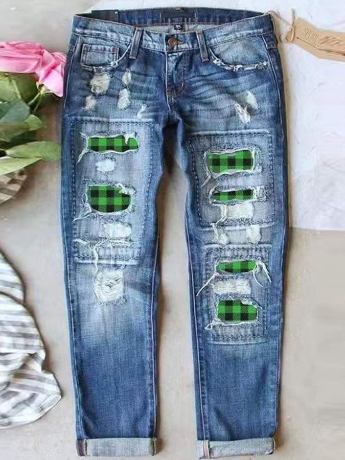 St. Patrick'S Day Ripped Jeans