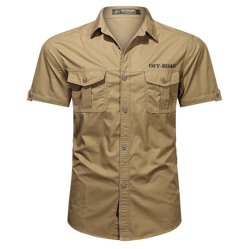 Outdoor Casual Cotton Military Short Sleeve Workwear Shirt