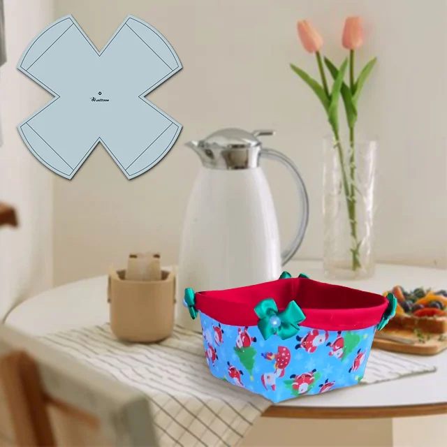 DIY Christmas Fabric Basket Sewing Template & Tutorial