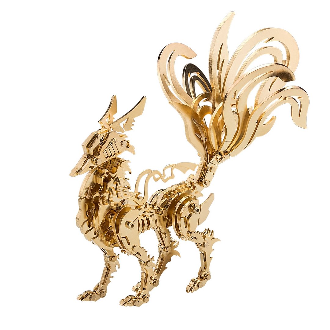 200Pcs+Oriental Mythological Golden Nine-tailed Fox Creatures 3D Metal Puzzle,okpuzzle,3dpuzzle,puzzle shop,puzzle store