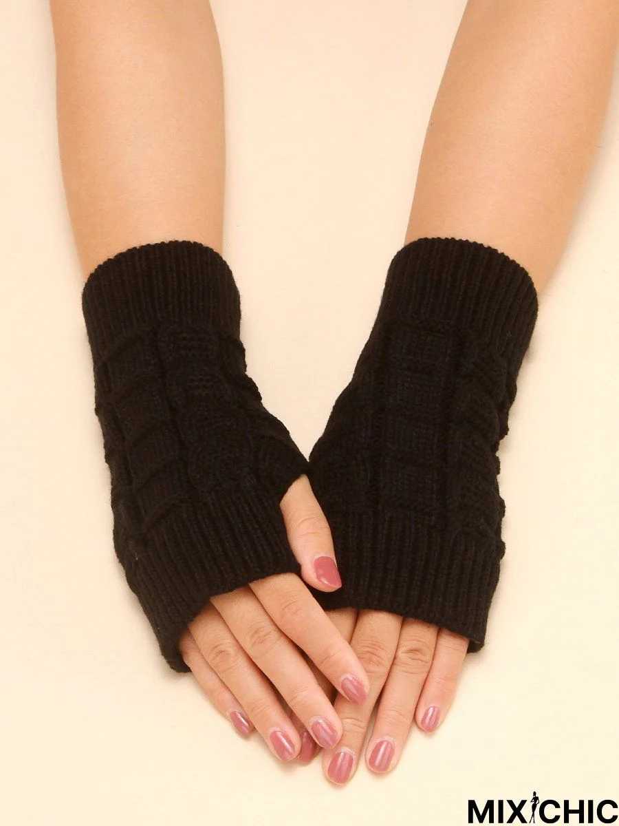 Retro Twist Pattern Wool Gloves Autumn Winter Thickened Warm Accessories