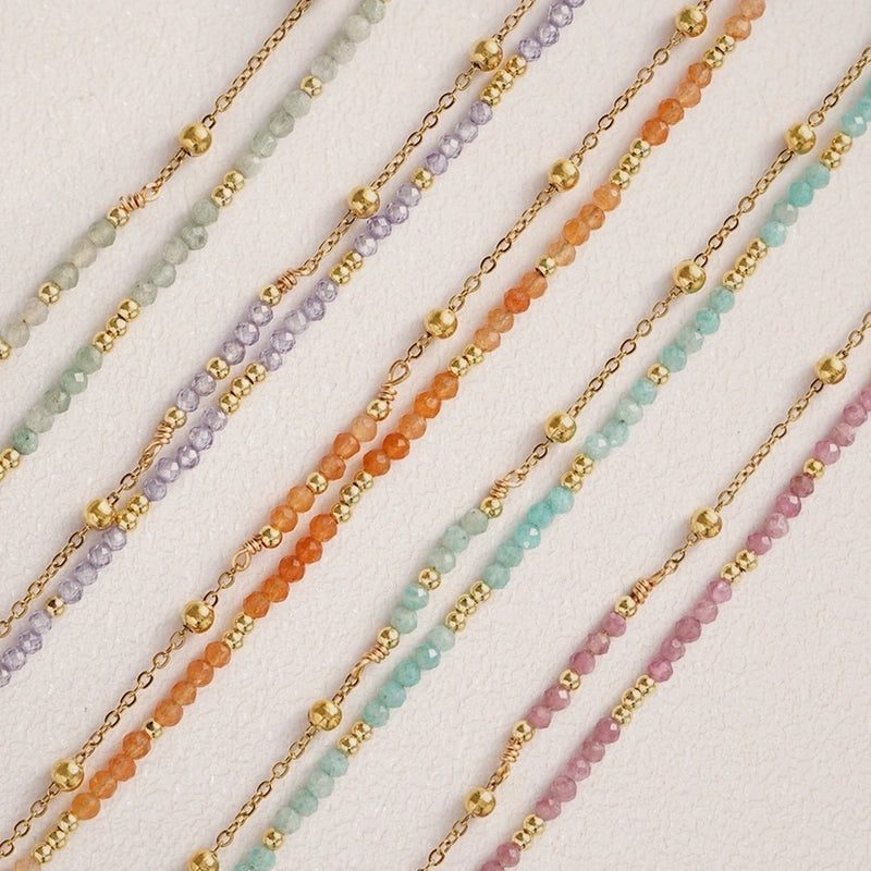 Elegant Geometric 304 Stainless Steel Semi-precious Stone Bracelets In Bulk