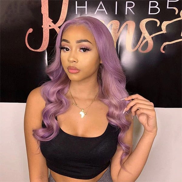 Junoda Purple Body Wave Wig Pre Plucked Light Lavendor Colored Human Hair Wigs