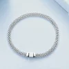 925 Sterling Silver Classic Square Buckle Bracelet 