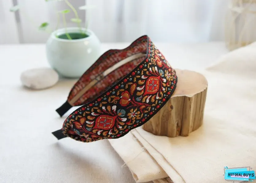 National Embroidery Fabric Hairband Headband