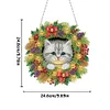2D/Flat Christmas DIY Diamond Art Acrylic Pendant Wall Door Decoration (Cat)
