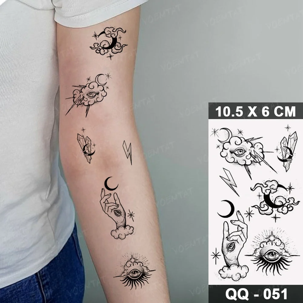 Waterproof Temporary Tattoo Stickers Clock Compass Flower Arrow Henna Flash Tatoo Women Men Indian Hand-painted Small Fake Tatto