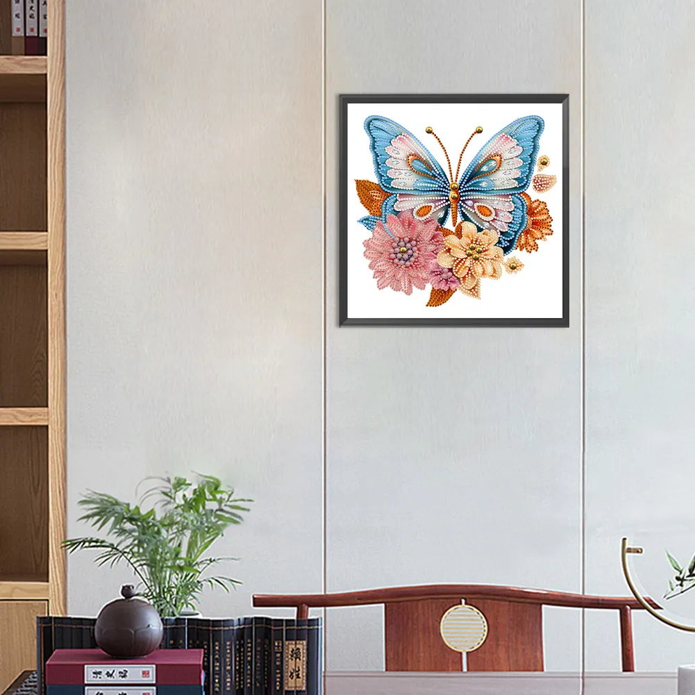 Diamond Painting - Partial Special Shaped Drill - Garden Butterfly(Canvas|30*30cm)