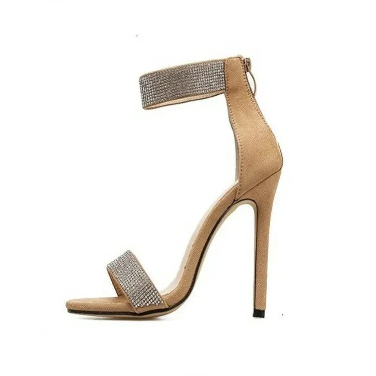 Churchf Churchf New Open Toe Women's Shoes Hollow Back Zipper Thin Heel Sexy Ultra High Heel Simple Sandals