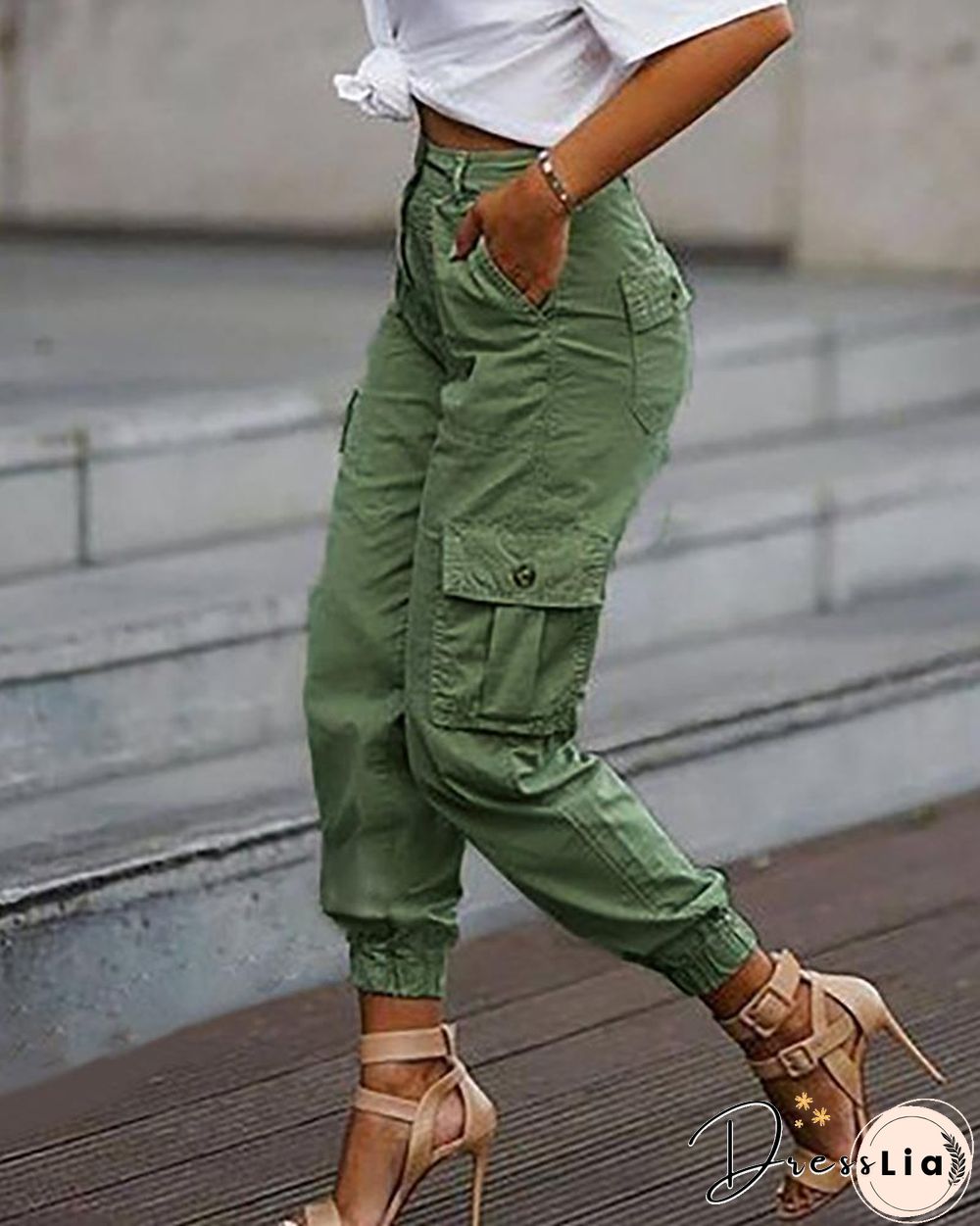 Plain Pockets Design Cargo Pants P14012