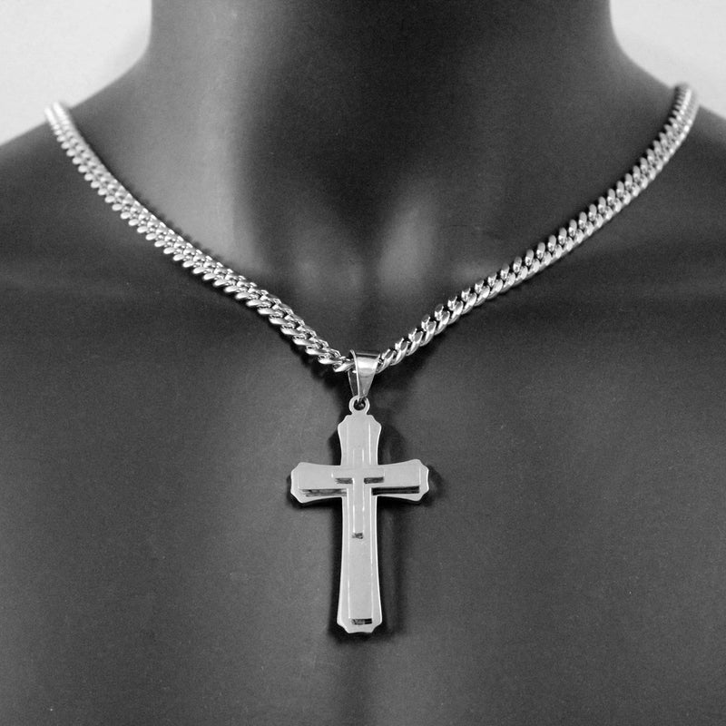 Hip-Hop Retro Minimalist Geometric Cross 304 Stainless Steel Polishing Unisex Pendant Necklace
