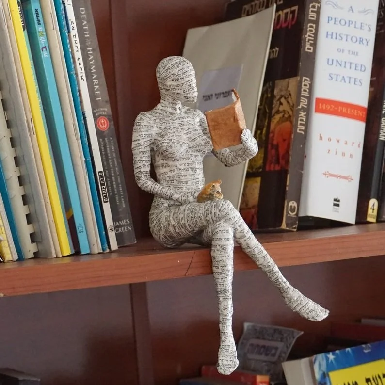 Reading Woman, Paper Mache, Bookshelf Decor, Gift For Readers