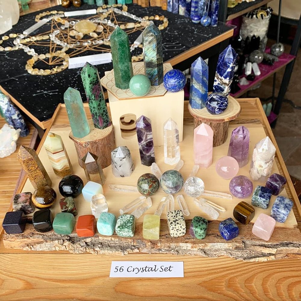 56 Crystals Super Pack - 15 Wands, 10 Spheres, 19 Tumbled & 12 Shards