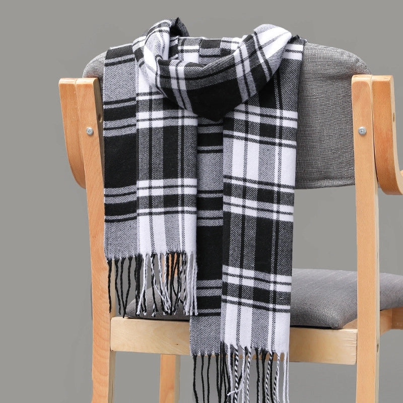 British Plaid Tassel Couple Parent-child Men’s Scarf Autumn And Winter Cashmere Plaid Scarf