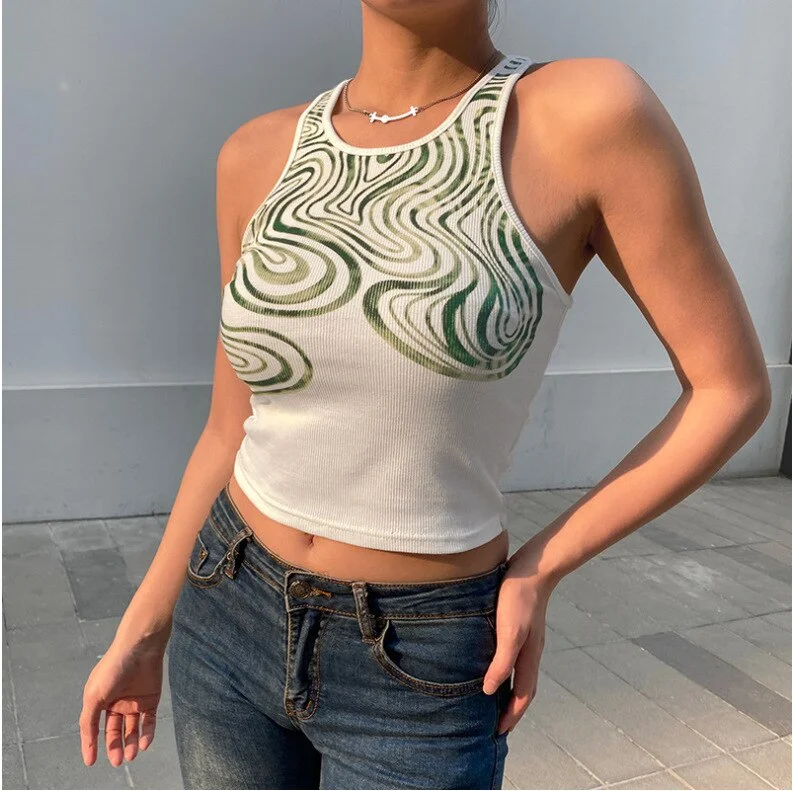 Sweats Rapcopter Paisley Hot Camis y2k Retro 2020 Crop Top Knitted Corset Women Sleeveless Tank Fashion Streetwear Summer