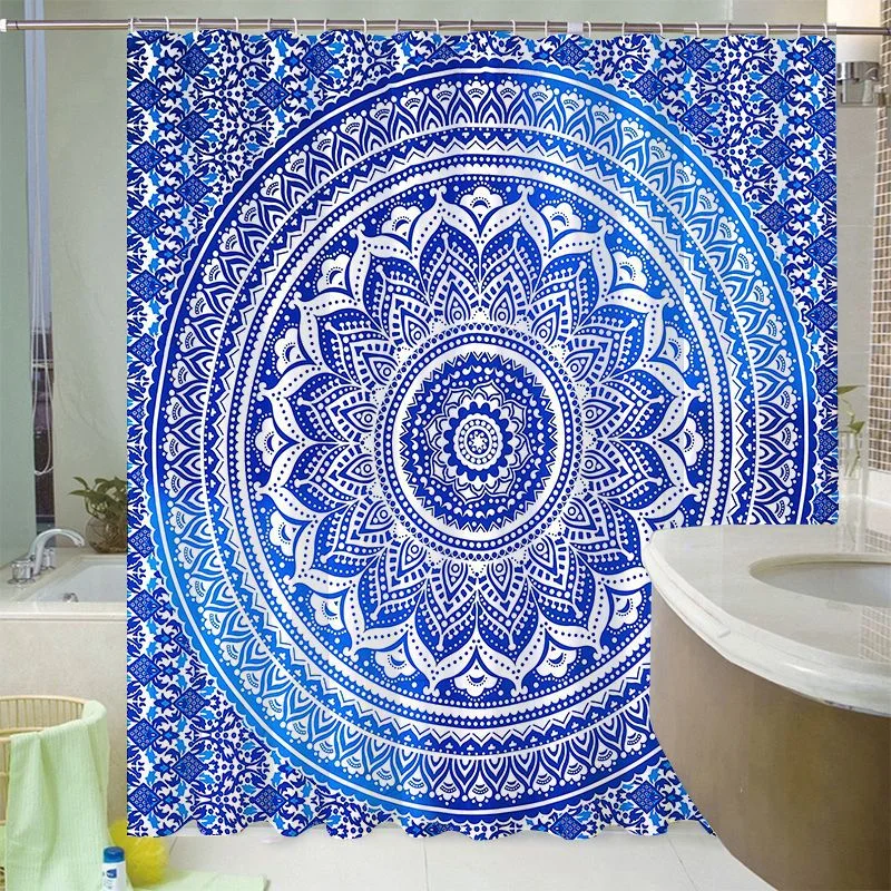 Mandala Shower Curtain Waterproof Floral Bohemian Bath Accessories for Bathroom Waterproof Fabric Shower Curtain