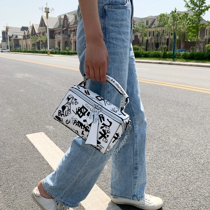 2021 Luxury Design Women Leather Handbags and Purse Fashion Crossbody Bags for Women Graffiti Handbags Shoulder Bags Women Bag